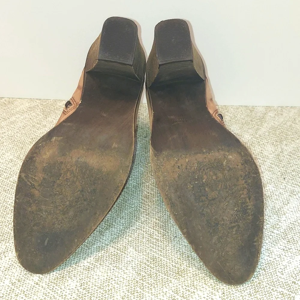 Women's Anthropologie Western Style Leather Suede Ankle Boots Pointed Toe - Picture 6 of 11